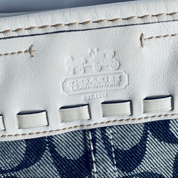 COACH Blue & White Canvas Bucket Bag - Picture 3 of 15